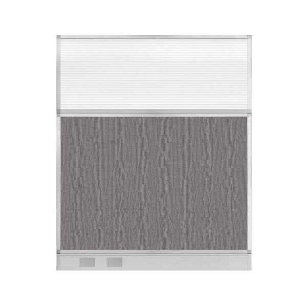 Hush Panel Configurable Cubicle Partition 5' x 6' Slate Fabric Clear Fluted Window w/ Cable Channel